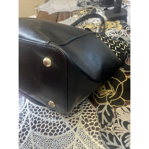 Michael Kors Leather Suede Black Jet Set Travel Tote Handbag Classic Purse - Picture 7 of 16